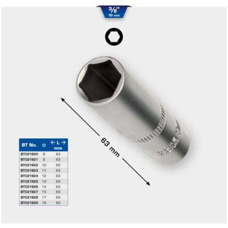 BRILLIANT TOOLS 3/8" Douille hexagonale longue 9 mm - BT021821