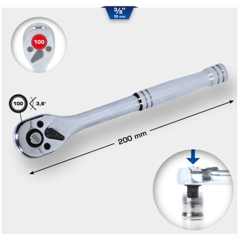 Brilliant Tools 3/8" Umschaltknarre mit Metallgriff