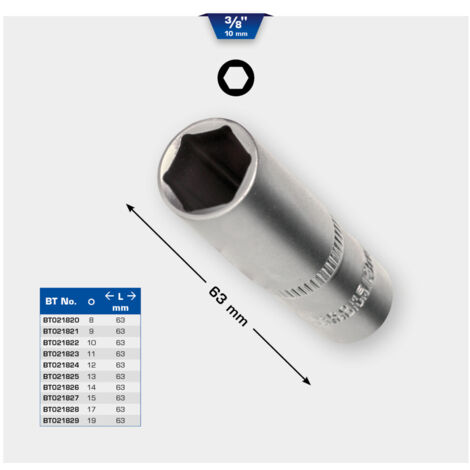 BRILLIANT TOOLS 3/8&quot Sechskant-Stecknuss lange Ausführung 10 mm - BT021822