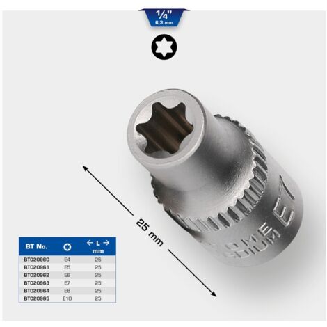 Brilliant Tools  BT020964 1/4'' TORX Steckschlüssel-Einsatz, 25mm, E8