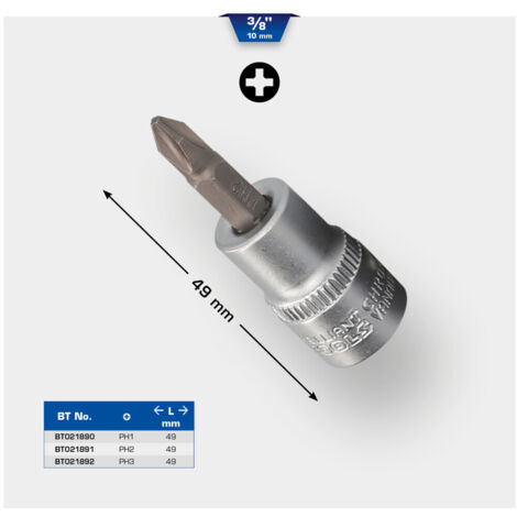 Brilliant Tools  BT021891 3/8'' PH Schraubendreher-Einsatz, 49mm, PH2