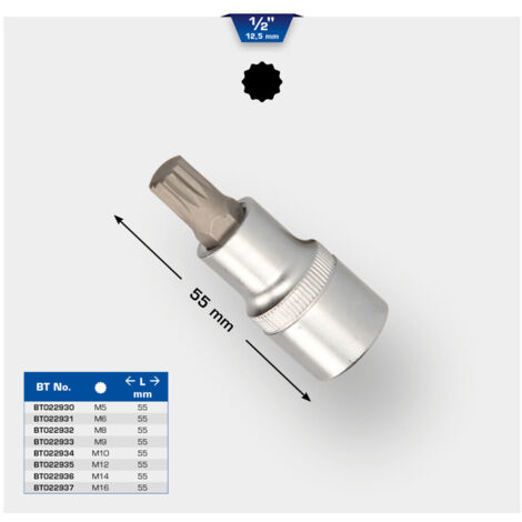 Brilliant Tools  BT022931 1/2'' Bit-Schraubendreher-Einsatz, XZN, 55mm, M6