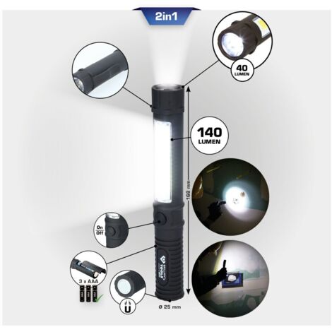 Brilliant Tools  BT130910 2 in 1 COB-Taschenlampe mit 140 Lumen