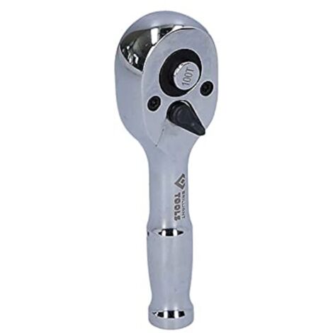 BRILLIANT TOOLS Carraca reversible mini de 1/4" con mango metálico, 100 dientes