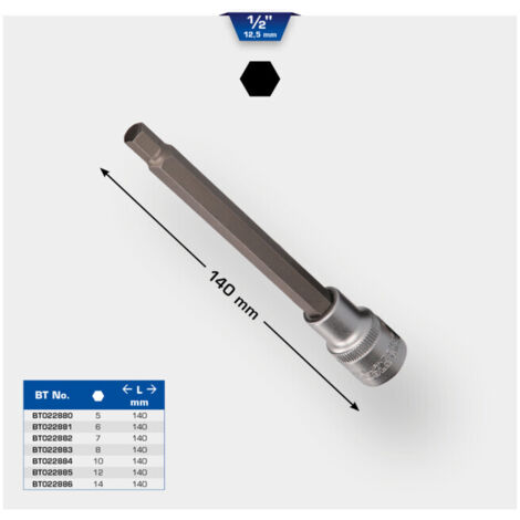 BRILLIANT TOOLS Douille à embout 1/2", longueur 140 mm, 6 mm - BT022881