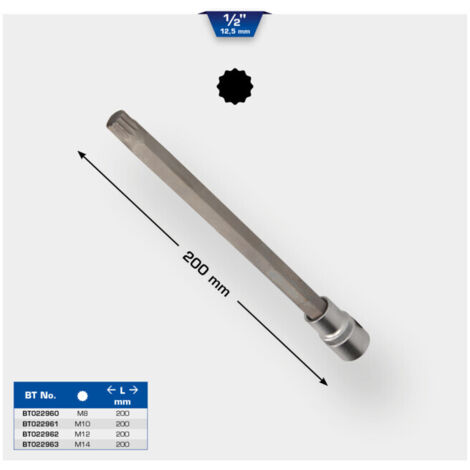 BRILLIANT TOOLS Douille à embout multident 1/2" 200 mm de long M14 - BT022963