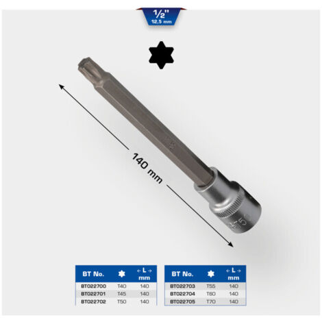 BRILLIANT TOOLS Douille à embout Torx 1/2" 140 mm de long T40 - BT022700