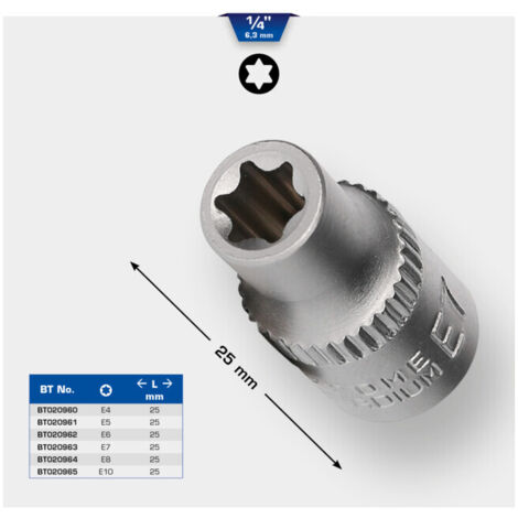 BRILLIANT TOOLS Douille Torx-E 1/4" E4 - BT020960