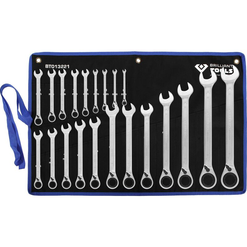 Jeu de clés polygonales à cliquet réversible, 21 pcs, 6 - 32 mm