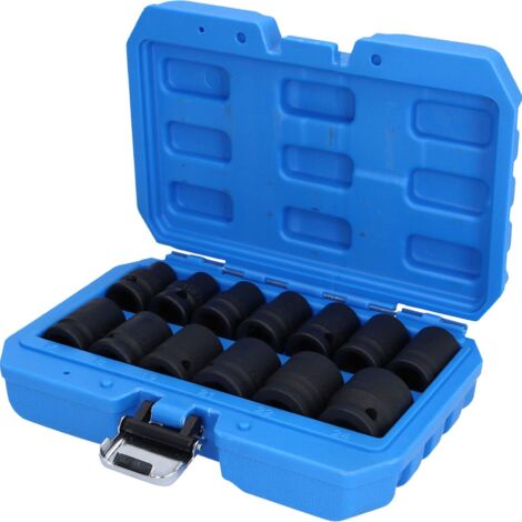 Brilliant Tools – Jeu de douilles à chocs 6 pans 1/2' – 13 pièces – Acier chrome-molybdène – Surface phosphatée anticorrosion – Pour clés à chocs et cliquets