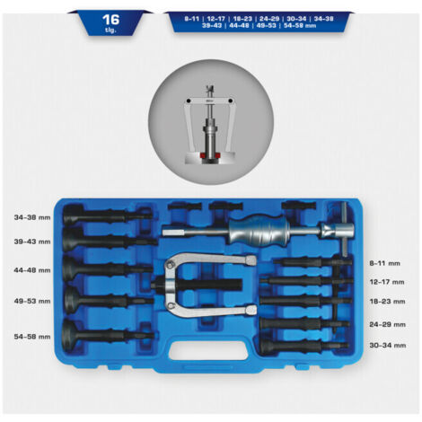 Brilliant Tools Kit d’extracteur de roulement intérieur, 16 pcs