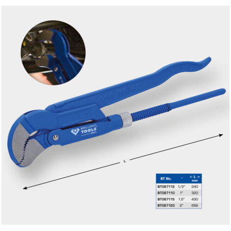 BRILLIANT TOOLS Pince pour tubes d'angle 1" coudée à 45° - BT067110