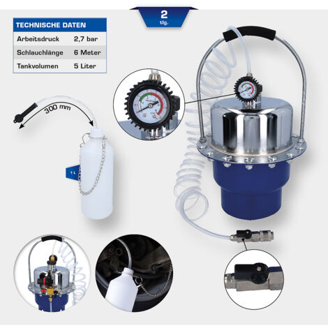 Brilliant Tools Purgeur de frein pneumatique avec bouteille de récupération