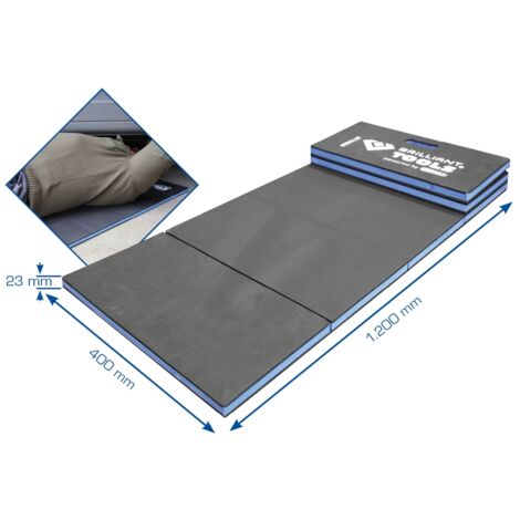 Brilliant Tools – Tapis de protection mécanique pliable 1200 x 400 x 23 mm – Mousse à trois couches – Confort optimal pour travaux sous véhicules