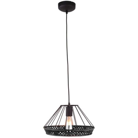 BRILLIANT Tory Pendelleuchte 1flg schwarzmatt/rattan Innenleuchten,Pendelleuchten 1x A60, E27, 40W, geeignet für Normallampen (nicht enthalten) In der Höhe einstellbar / Kabel kürzbar