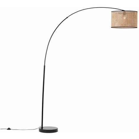 BRILLIANT Wiley Bogenstandleuchte 2,1m holz hell/schwarz  1x A60, E27, 42W, geeignet für Normallampen (nicht enthalten)