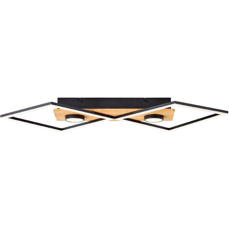 Brilliant Woodbridge LED Deckenleuchte 70x35cm holz/schwarz, Holz/Metall/Kunststoff, 1x LED integriert, 32 W , (Lichtstrom: 3100lm, Lichtfarbe: 3000K)