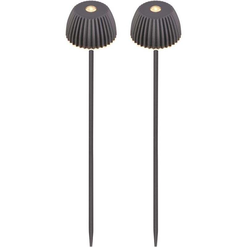 B.k.licht Briloner 2er-set Gartenleuchte Mit Erdspieß Kabellos 78, 5cm 1, 5w 130lm 2700k Warmweiß Ip44 Spritzwasserschutz Anthrazit - Spießleuchte Garten