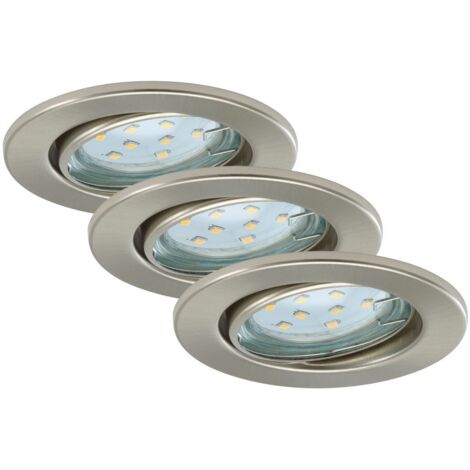 BRILONER - 3 FARETTI LED INCASSO 3W- GU10 250LM NICHEL SATINATO