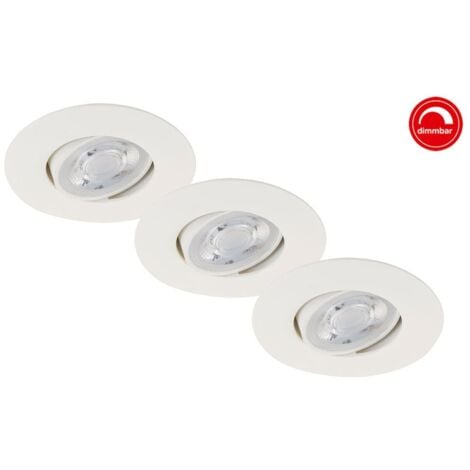 Briloner 3er Set LED Einbauleuchte Nava weiß Ø 9 cm warmweiß dimmbar Deckenleuchte