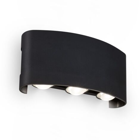 Briloner Applique murale extérieure up down 15,5x4,5x7,5 cm 6,5 W, 700 lm, 4000 K blanc neutre IP44 protection noir - Lampe murale balcon terrasse couloir