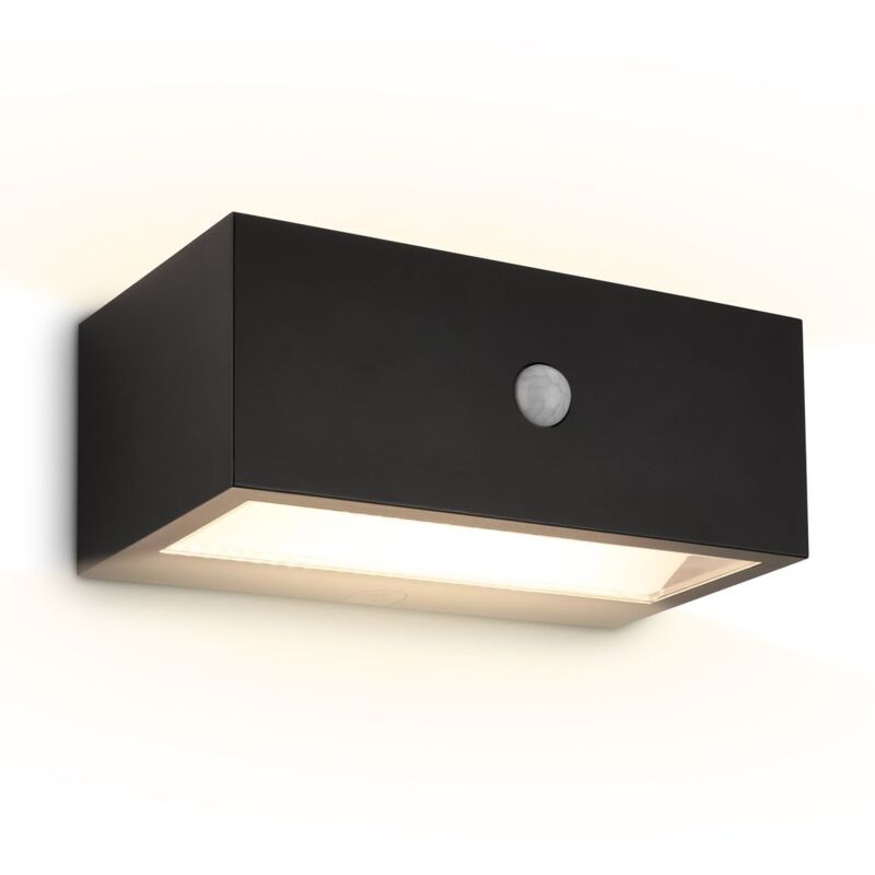 B.k.licht Briloner Außenwandleuchte Akku Bewegungsmelder 18, 5cm 6, 5w 700lm 3000k Warmweiß Dimmbar Schwarz - Wandlampe Balkon Terrasse Hauswand