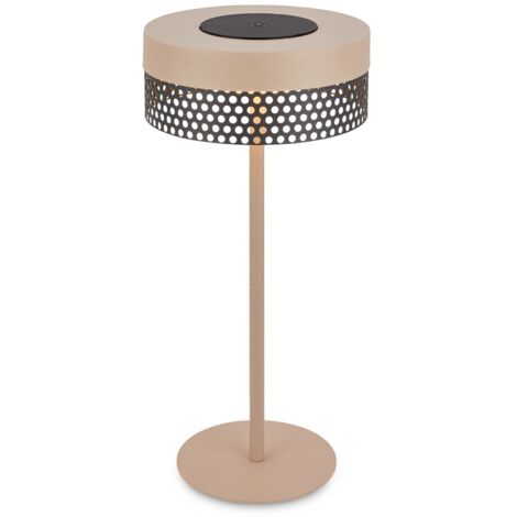Briloner Booha Lampada da tavolo LED senza fili IP44, dimmerabile, touch, batteria ricaricabile, protezione dagli spruzzi d'acqua, beige-antracite, Ø16 x 35 cm