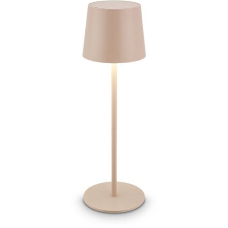 Briloner BOTA Lampe de table LED sans fil IP44, dimmable, tactile, batterie, protection contre les projections d'eau, beige, Ø11 x 33 cm