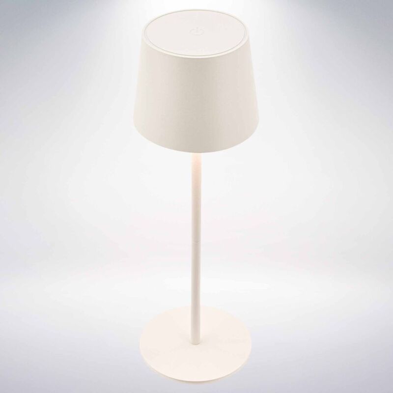 BRILONER White Rechargeable LED Table Lamp 2.6W 120lm Dimmer Cordless IP44 33cm