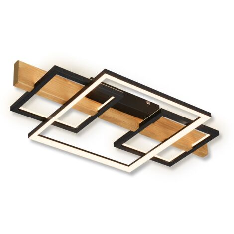 Briloner Cadre LED lampada da soffitto, retroilluminazione, decoro in legno, legno nero