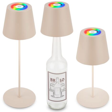 Briloner Calida 3 in 1 RGBW Lampada da tavolo senza fili IP44, dimmerabile, touch, beige