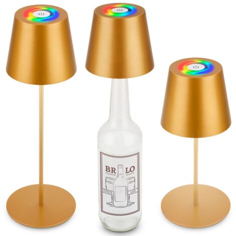Briloner Calida 3 in 1 RGBW LED lampada da tavolo senza fili IP44, dimmerabile, touch, oro