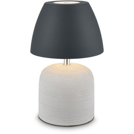 Briloner Cera Lampada da tavolo senza fili IP44, dimmerabile, touch, batteria, ceramica, beige, Ø14 x 36 cm