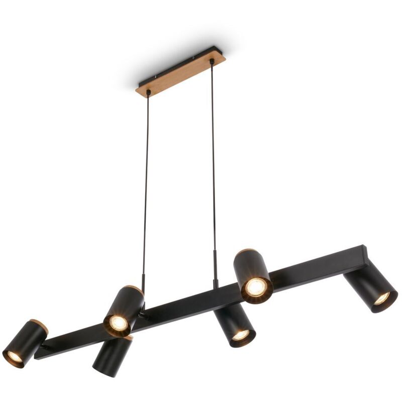 B.k.licht - Briloner Duta Pendelleuchte, Schwenkbar, Gu10 Fassung, 6-flammig, Schwarz-holz, 110 X 24, 9 X 120 Cm