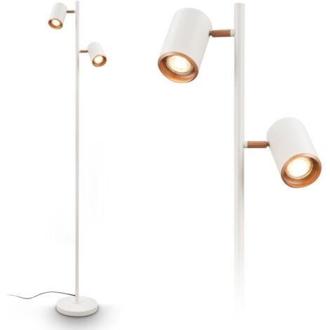 Briloner ERA Lampadaire, Orientable, Douille GU10, Interrupteur à câble, à 2 ampoules, gris clair, 22 x 159,5 cm
