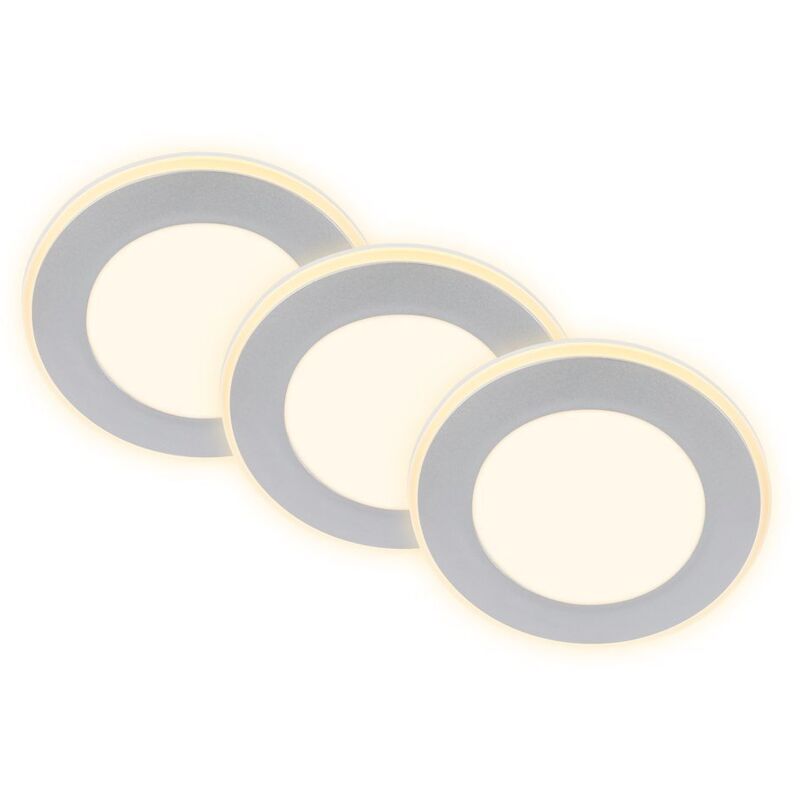 Briloner - Gima Set de 3 spots led encastrables 230V, fonction veilleuse, surfaces et anneaux commutables séparément, fonction mémoire, lumière blanc