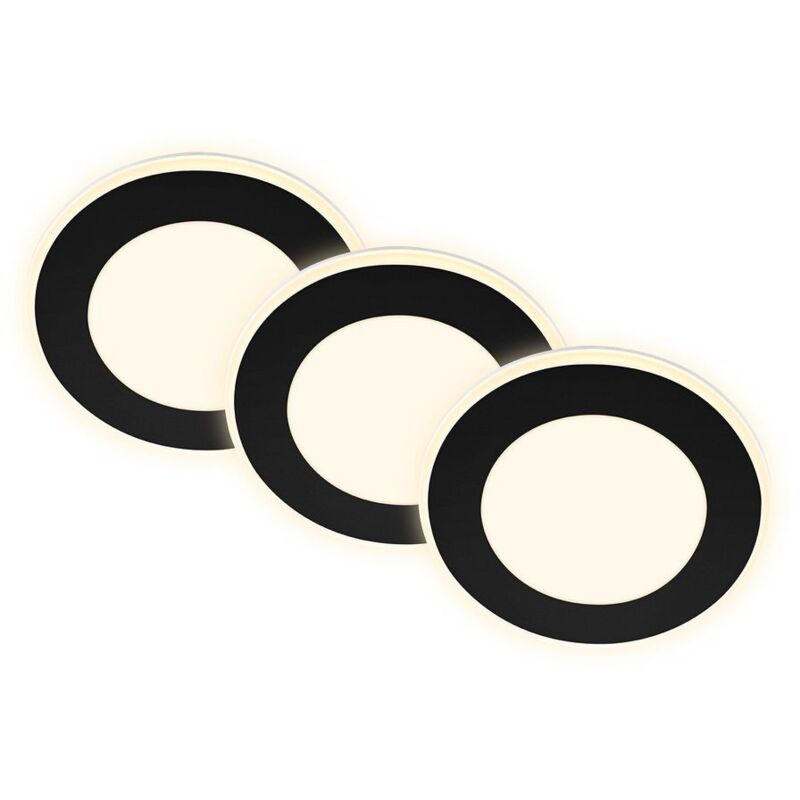 Briloner - Gima Set de 3 spots led encastrables 230V, fonction veilleuse, surfaces et anneaux commutables séparément, fonction mémoire, lumière