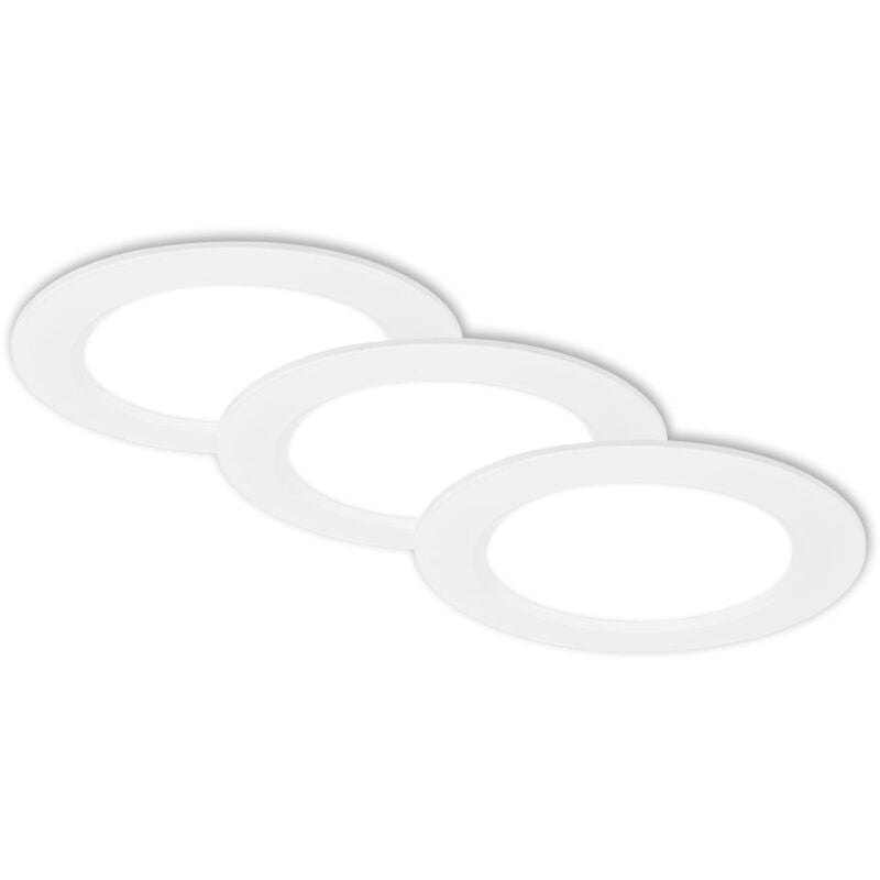 Briloner - Jeft Lot de 3 spots led encastrables 230V, plats, 12 cm de diamètre, lumière blanc neutre, Blanc, Ø12 x 2,8 cm