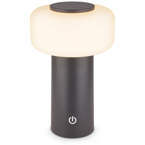 Briloner JUNA Lampada da tavolo senza fili IP44, dimmerabile, touch, batteria ricaricabile, protezione dagli spruzzi d'acqua, antracite, Ø13 x 20,6 cm