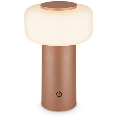 Briloner JUNA Lampe de table sans fil IP44, variateur, tactile, batterie, protection contre les éclaboussures, Coffee, Ø13 x 20,6 cm