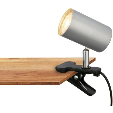 Briloner Klem Lampe de bureau, Orientable, Serrable, Interrupteur à câble, Alimentation par fiche, Chrome mat, 16,5 x 6,5 x 12 cm