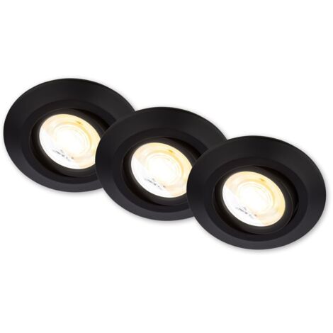 Briloner Klira Lot de 3 spots LED encastrables 230V, intensité lumineuse variable,haute tenue des couleurs, interrupteur CTS,orientable, noir, 9x2,4cm