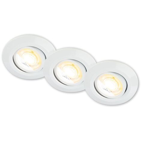 Briloner Klira Lot de 3 spots LED encastrables 230V,orientables,haute tenue des couleurs, interrupteur CTS,corps en matériau 50%recyclé, blanc,9x2,4cm