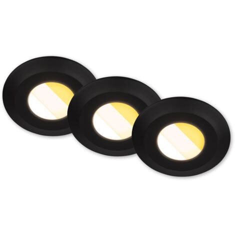 Briloner Klira Set de 3 spots LED encastrables 230V pour salle de bain, interrupteur CTS, Ra90 haute tenue des couleurs, protection contre les projections d'eau, boîtier en matériau recyclé à 50 %, no