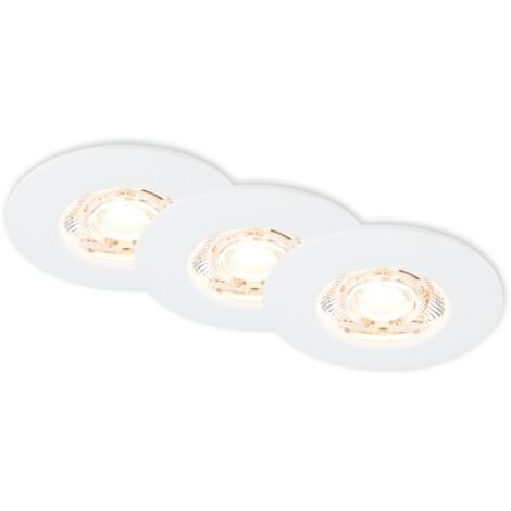BRILONER KULANA MINI LED Spot encastré salle de bain, set de 3, IP44 protection contre les projections d'eau, design plat, lumière blanche chaude, blanc, 6,5 x 2,5 cm
