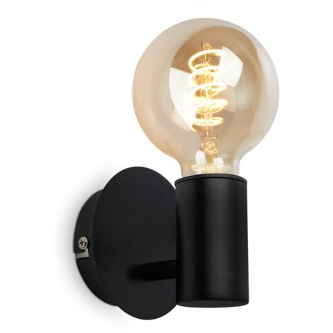 BRILONER- Lampada da parete retrò IP44, lampada da parete retrò a prova di schizzi, lampada da bagno, 1x E27, lampada a specchio, nero, 10 x 10 cm.
