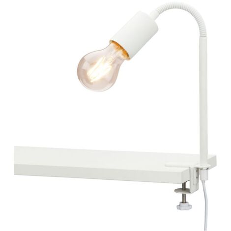 BRILONER - Lampada da scrivania, lampada a morsetto retrò, lampada da lettura, braccio flessibile, interruttore a cavo, 1x E27, max. 10 Watt, bianco, 2600-016