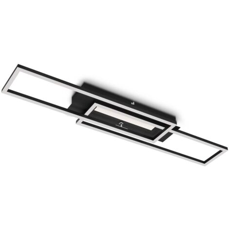 BRILONER - Lampada da soffitto a LED con luce centrale, colore della luce bianco caldo, lampada da soffitto a LED commutabile separatamente, funzione di memoria, lampada da soggiorno girevole, nero.