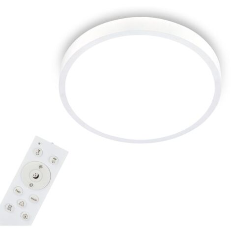 BRILONER - Lampada da soffitto a LED RGBW, Lampada da soffitto a LED dimmerabile, colori di luce colorati, bianco neutro, lampada da parete, telecomando, bianco, Ø380x50 mm