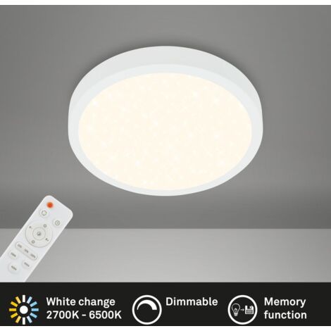 BRILONER - lampada da soffitto cielo stellato, lampada da soffitto dimmerabile, temperatura di colore regolabile, lampada da parete, telecomando, bianco, Ø280x40 mm